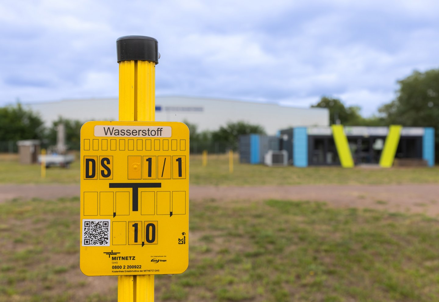 gelbes Gas-Hinweisschild für Wasserstoff